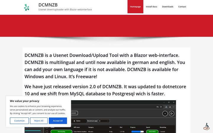 Screenshot of dcmnzb.net
