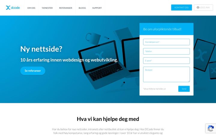 Screenshot stránky dcode.no