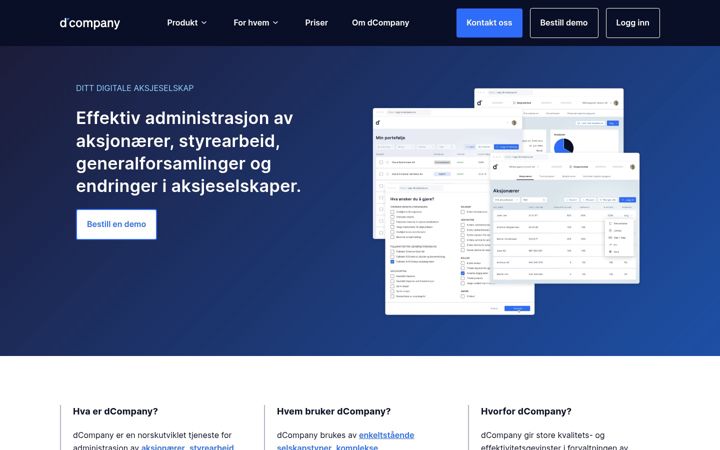 Screenshot stránky dcompany.no