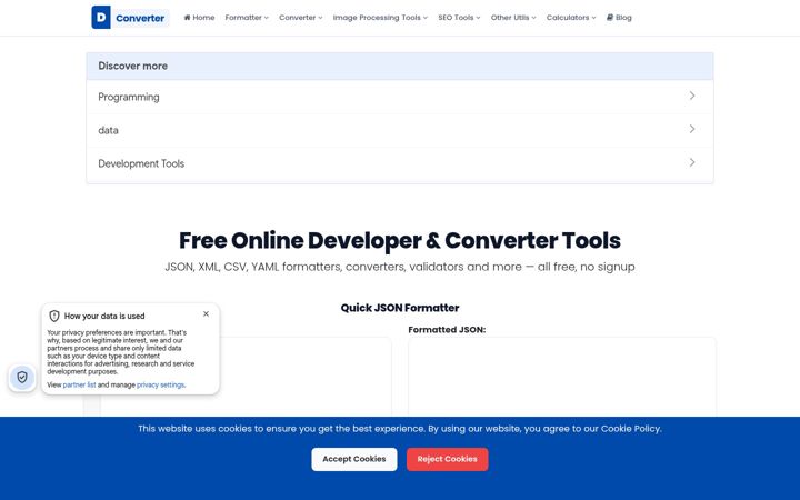 Ekrano kopija dconverter.org
