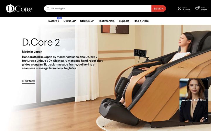 Screenshot of dcoremassagechairs.com