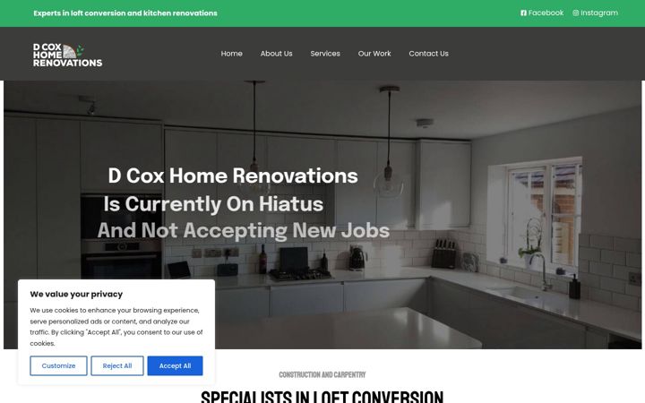 Screenshot of dcoxhomerenovations.co.uk