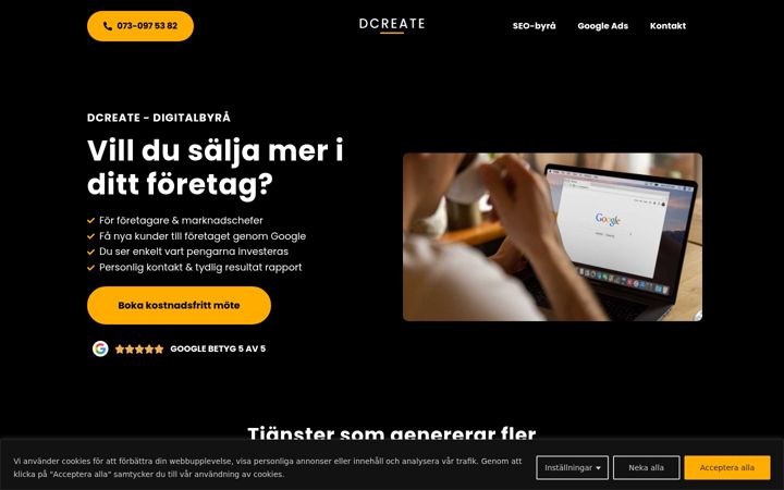 Captura de ecrã de dcreate.se