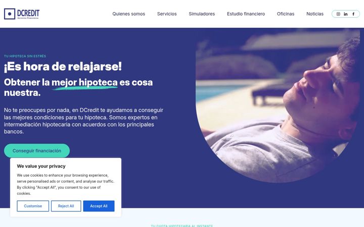 Snímek obrazovky dcredit.es