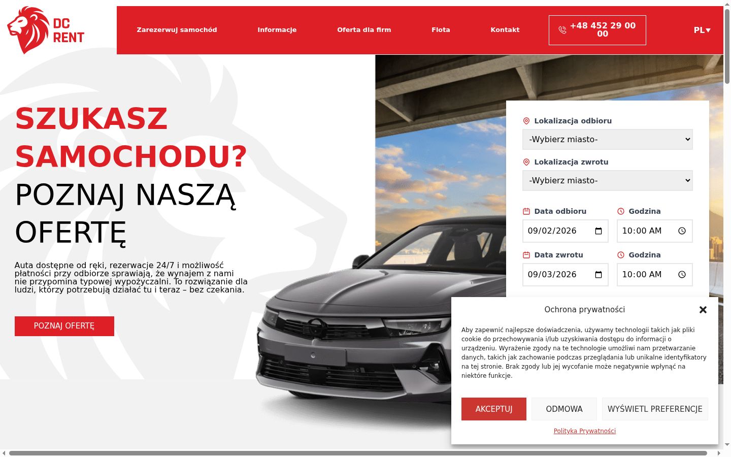Posnetek zaslona pasice za privolitev, prikazane pred kakršno koli interakcijo