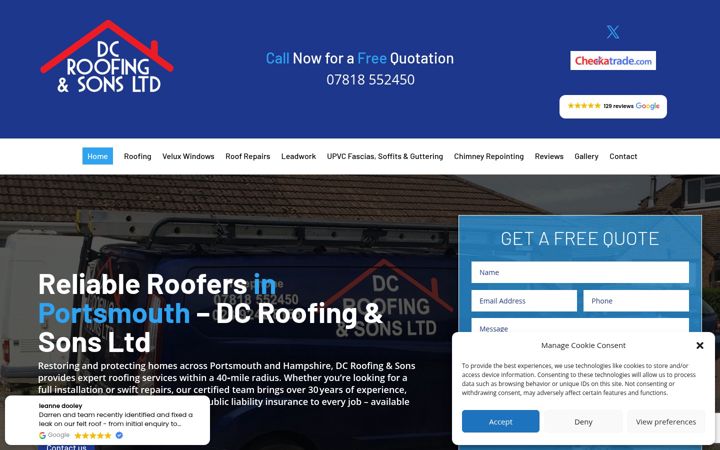 Screenshot of dcroofingportsmouth.co.uk
