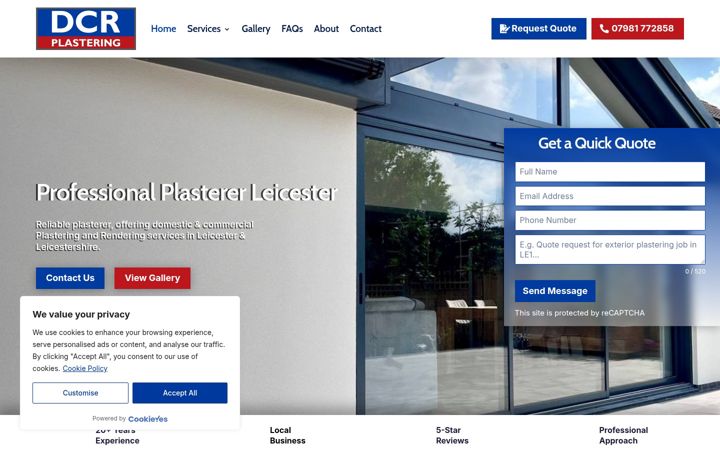 Screenshot of dcrplastering.co.uk