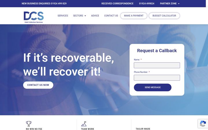 Screenshot of dcscollect.co.uk