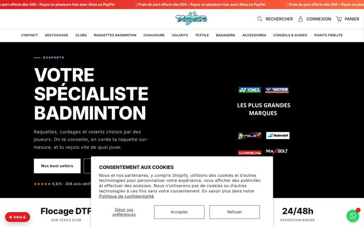 Snímek obrazovky dcsports.fr