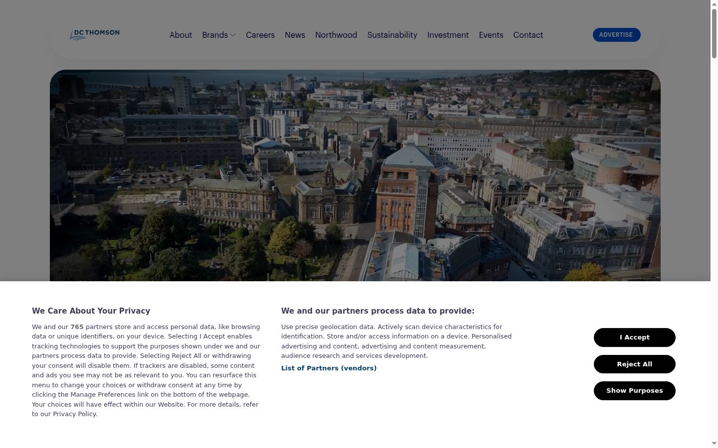 Screenshot of the consent banner shown before any interaction