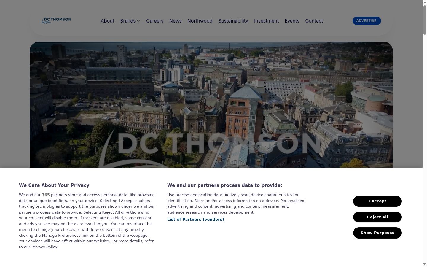 Screenshot of the consent banner shown before any interaction