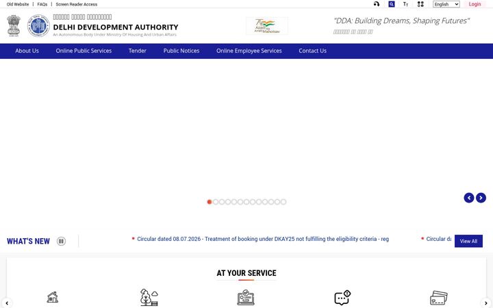 Screenshot of dda.org.in