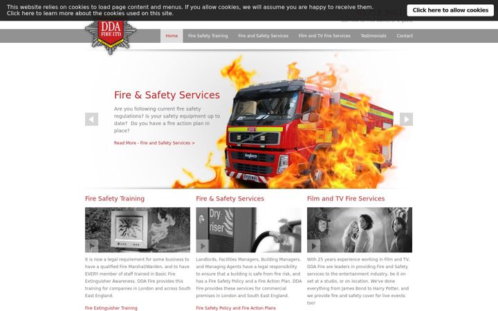 Screenshot of ddafire.co.uk