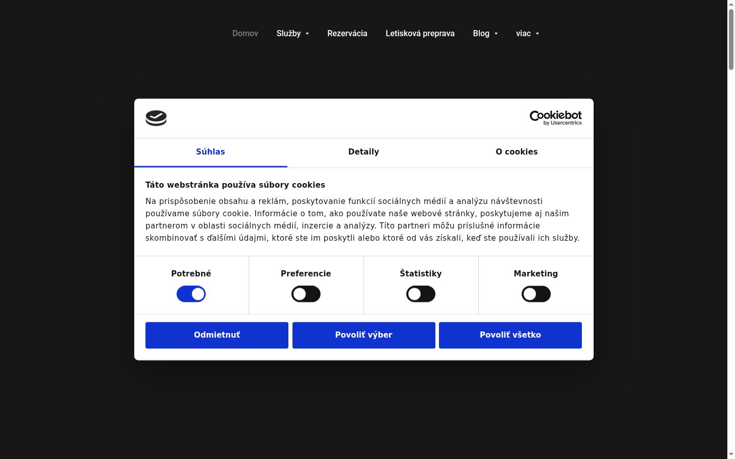 Captura de pantalla del banner de consentimiento mostrado antes de cualquier interacción