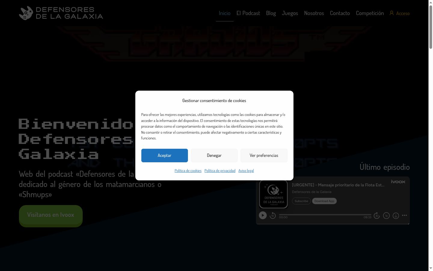 Screenshot del banner di consenso mostrato prima di qualsiasi interazione