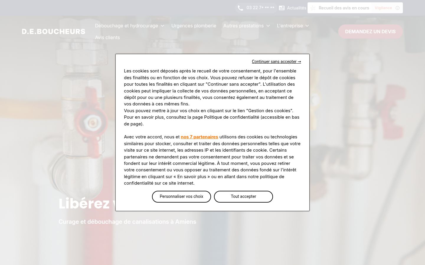 Screenshot van de toestemmingsbanner zoals getoond vóór enige interactie