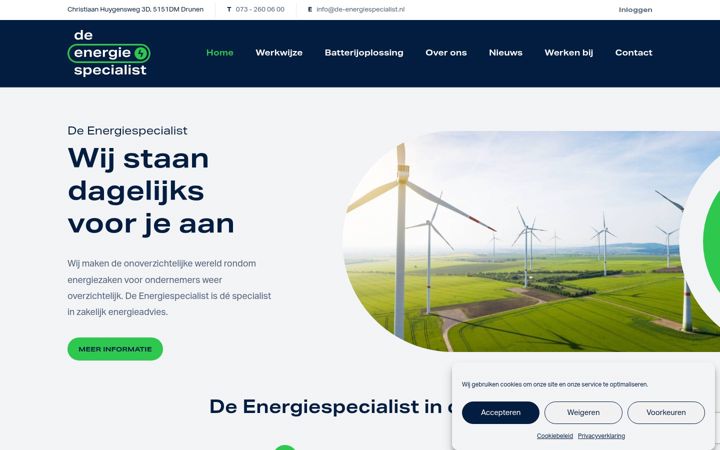Screenshot van de-energiespecialist.nl