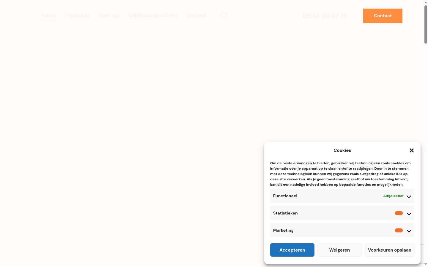 Captura de pantalla del banner de consentimiento mostrado antes de cualquier interacción