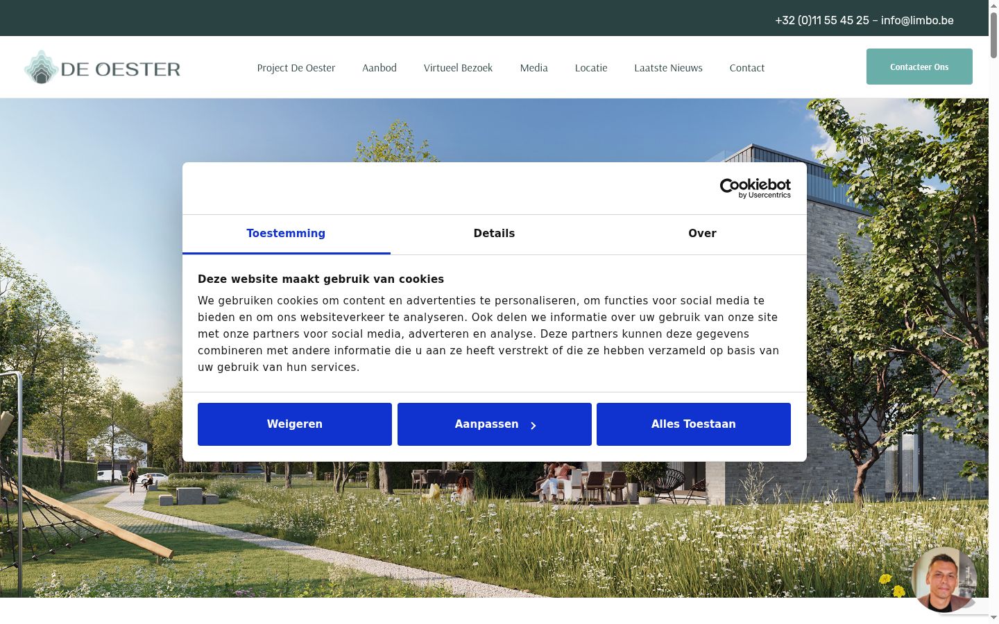 Screenshot des Einwilligungsbanners vor jeglicher Interaktion