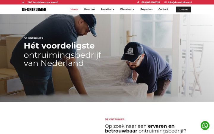 Screenshot van de-ontruimer.nl