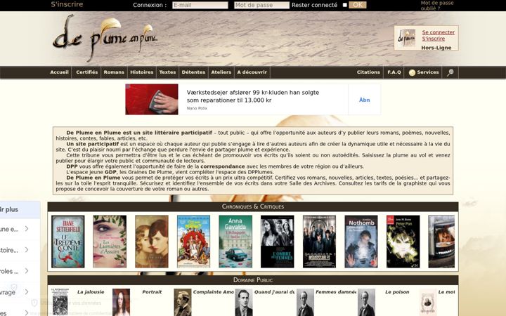 Ekraanipilt saidist de-plume-en-plume.fr