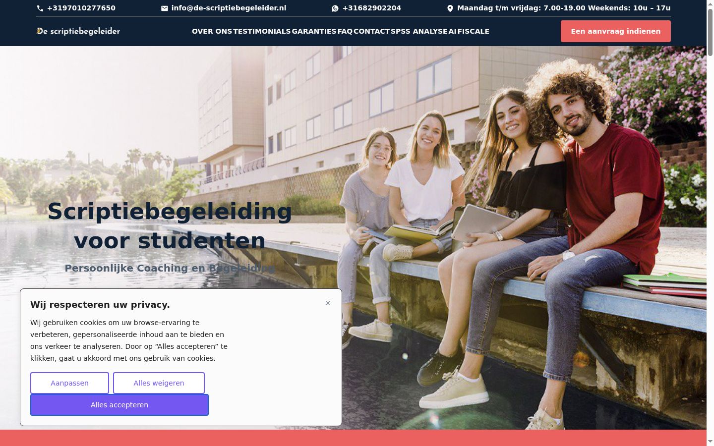 Screenshot van de toestemmingsbanner zoals getoond vóór enige interactie