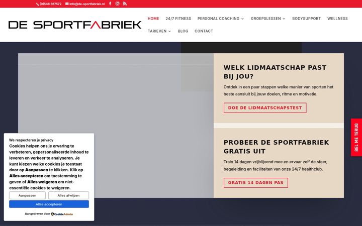 Screenshot van de-sportfabriek.nl