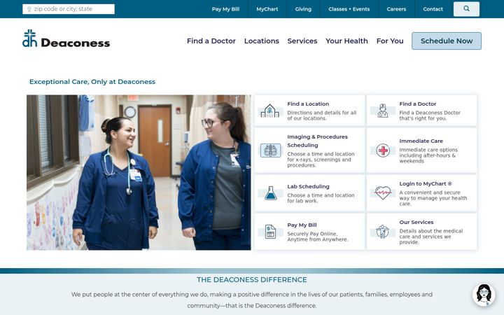 Screenshot of deaconess.com