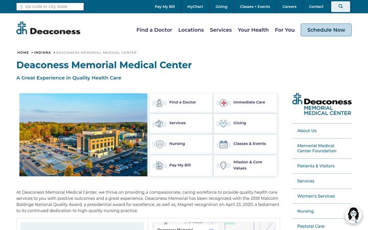 Screenshot of deaconessmemorial.com