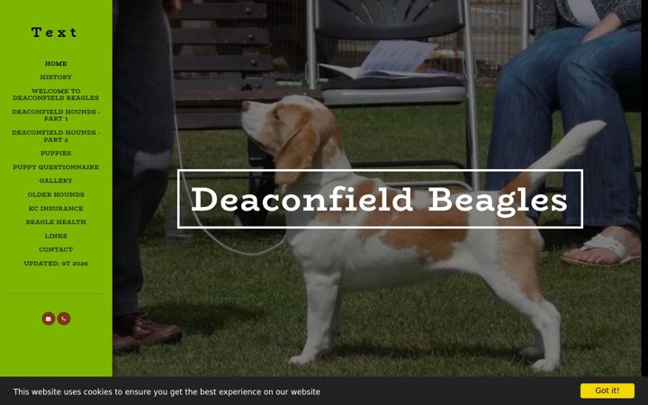 Screenshot of deaconfieldbeagles.co.uk