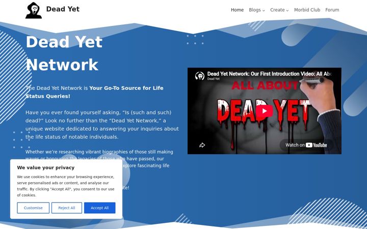Screenshot of dead-yet.com