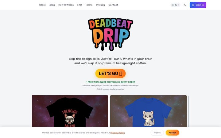 Screenshot of deadbeatdrip.co.uk