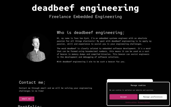 Screenshot of deadbeef.engineering