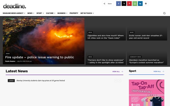 Screenshot of deadlinenews.co.uk