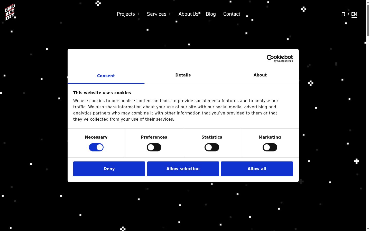 Screenshot of the consent banner shown before any interaction
