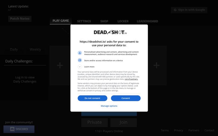 Screenshot di deadshot.io