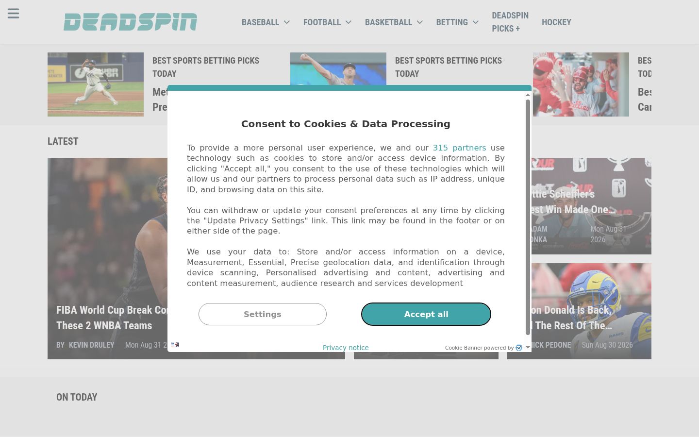 Screenshot of the consent banner shown before any interaction
