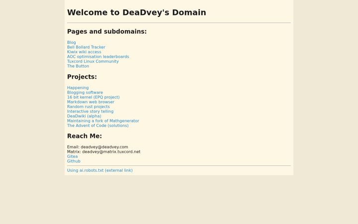 Captură de ecran a deadvey.com