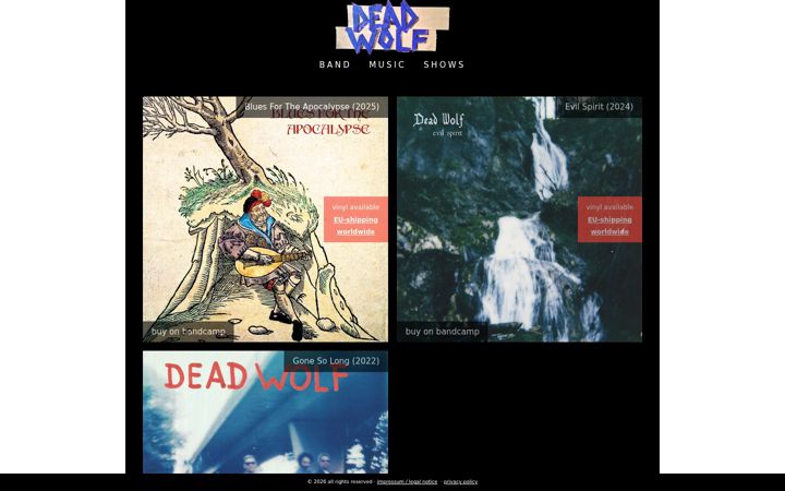Screenshot of deadwolfband.com