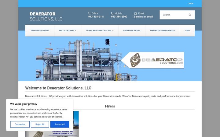 Screenshot of deaeratorsolutions.com