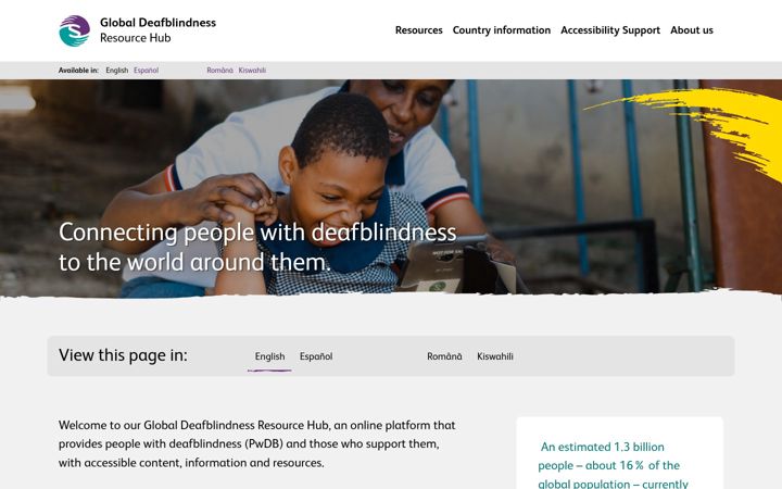 Captura de ecrã de deafblindness.info
