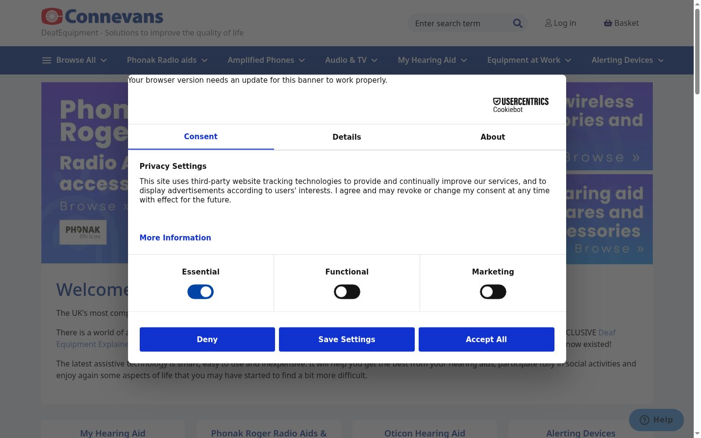 Screenshot of the consent banner shown before any interaction