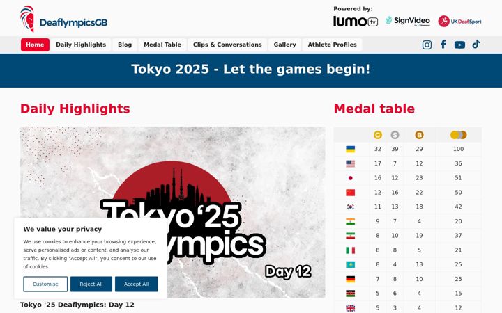 Screenshot of deaflympicsgb2025.co.uk