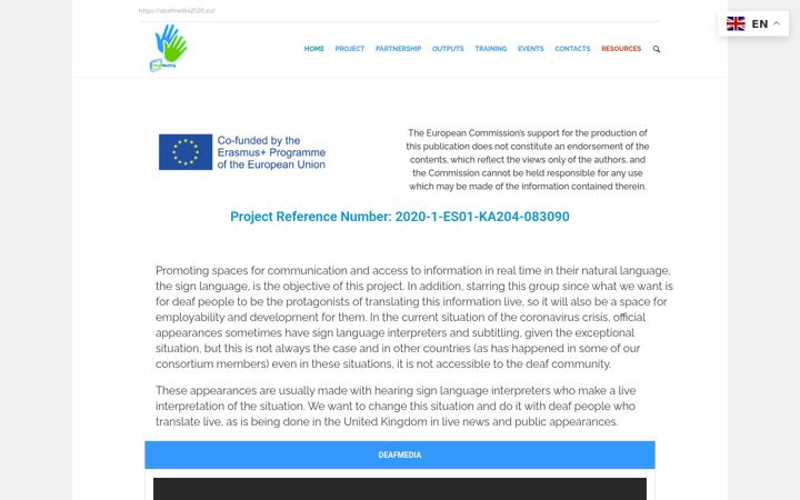 Screenshot of deafmedia2020.eu