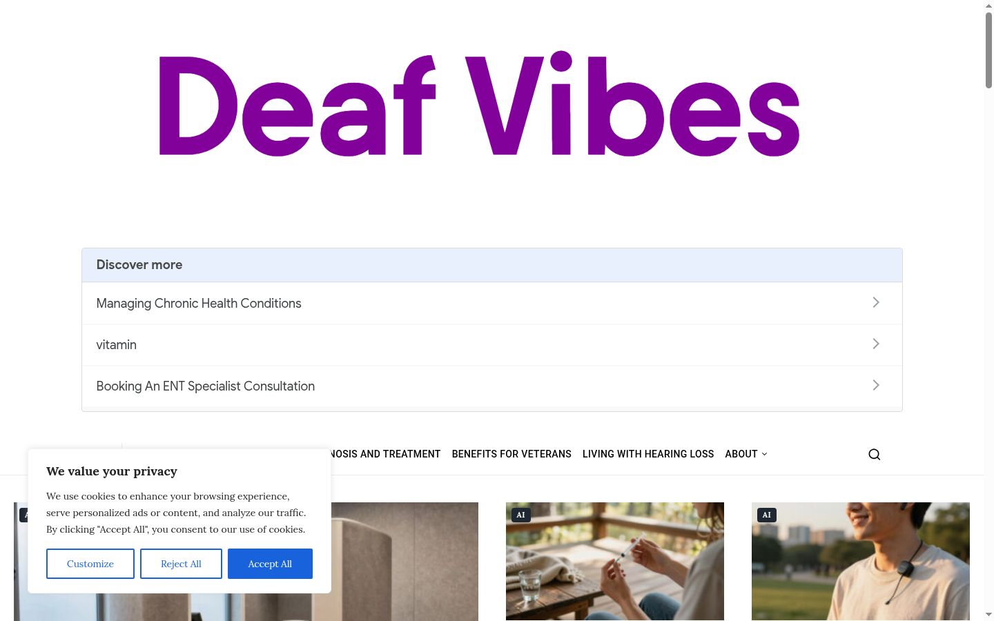 Screenshot of the consent banner shown before any interaction