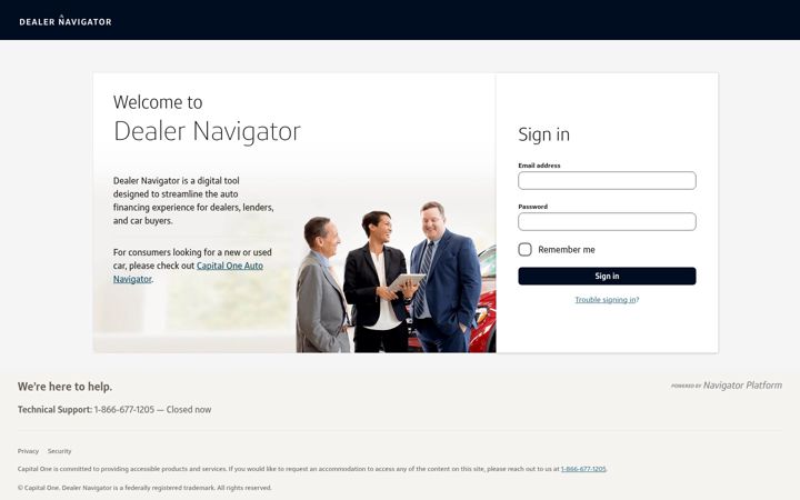 Screenshot of dealernavigator.com