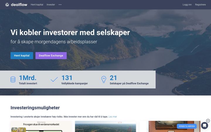 Screenshot stránky dealflow.no