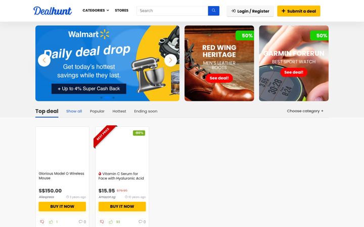 Ekrano kopija dealhunt.sg