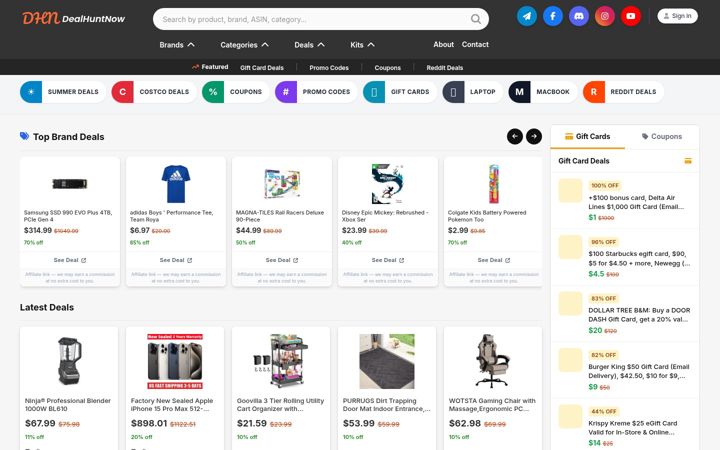 Captura de ecrã de dealhuntnow.net