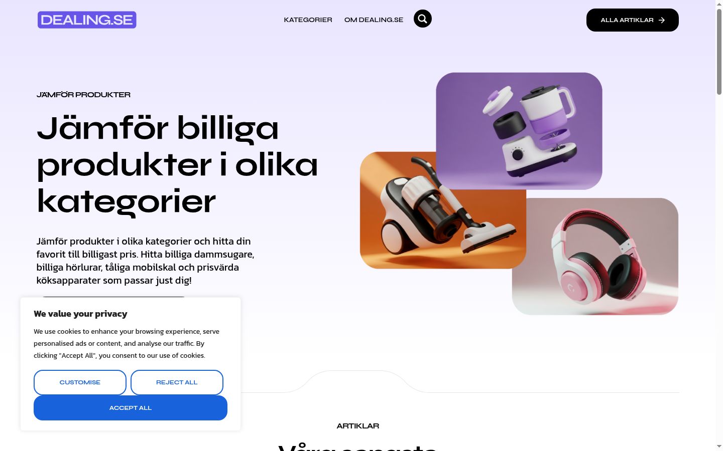 Screenshot del banner di consenso mostrato prima di qualsiasi interazione